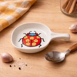 Vintage Ladybug Spoon Rest Ceramic Floral Bug Kitchen Decor Cute Retro